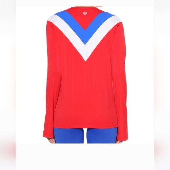 Tory Burch Sport Cheveron Top Colorblock Red White Blue - Picture 3 of 7